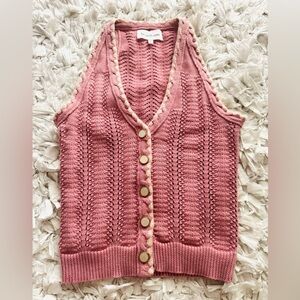 Heartloom Bethany Cable Knit Pointelle Knit Vest